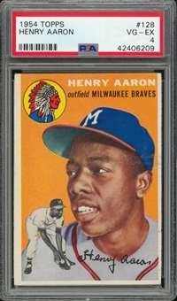 1954 Topps #128 Hank Aaron Rookie Card – PSA VG-EX 4